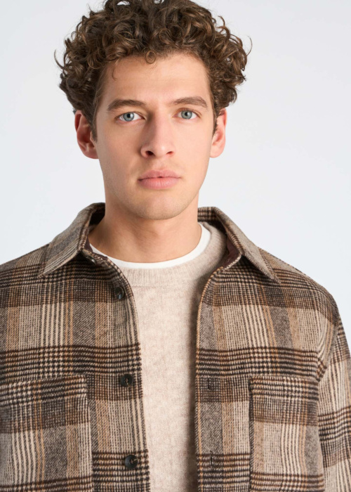 Lindbergh Villane jaka Brushed Check Overshirt