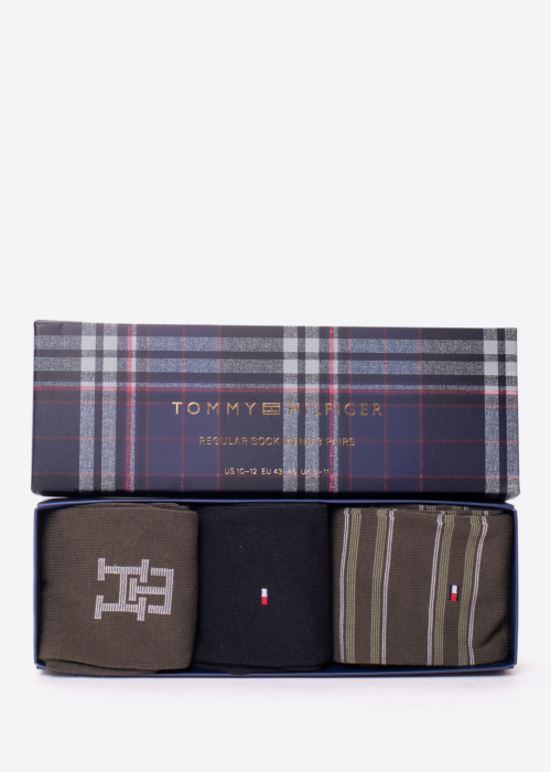 Tommy Hilfiger zeķes Monogram Stripe 3 Pack dāvanu kastītē