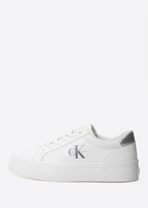 Calvin Klein kedas Vulc Flatf Lth Silver Logotips Tag