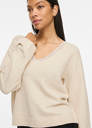 Vila adījums Liga V-Neck Rev Lace