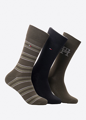 Tommy Hilfiger zeķes Monogram Stripe 3 Pack dāvanu kastītē