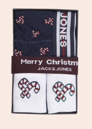 Jack & Jones bokseršorti un zeķes dāvanu kārbā Xmas Cand