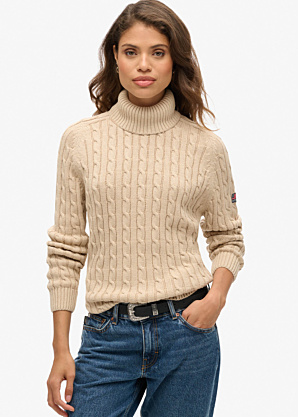 SuperDry adījums Slouchy Cable Roll Neck