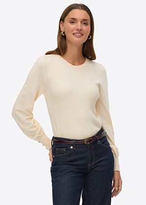 Vero Moda adījums New Holly Ls O-neck pulovers Boo