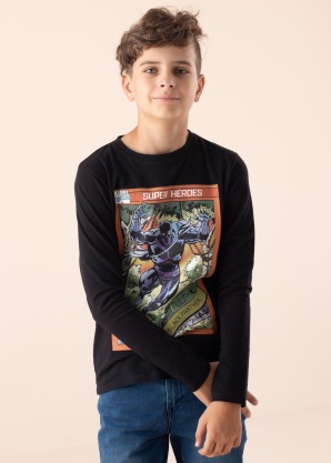 Name It Kids T-krekls ar garām piedurknēm Julio Blackpanther